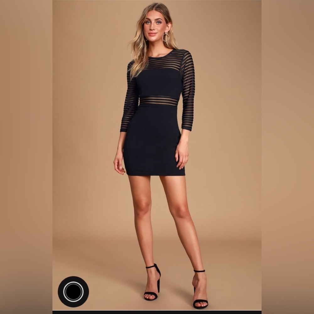 Lulus Perfect Mesh Black Bodycon Mini Dress Size small